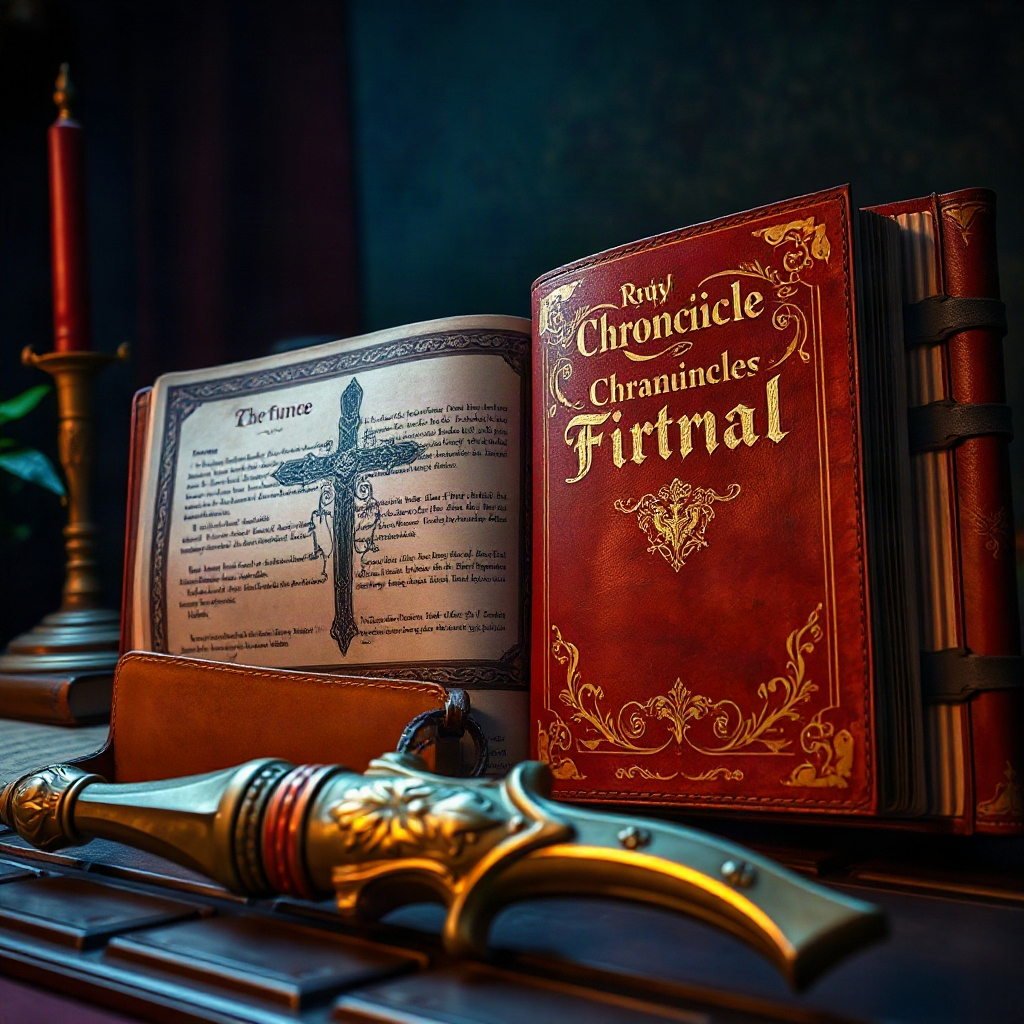 Royal chronicle beside a crown relic blade