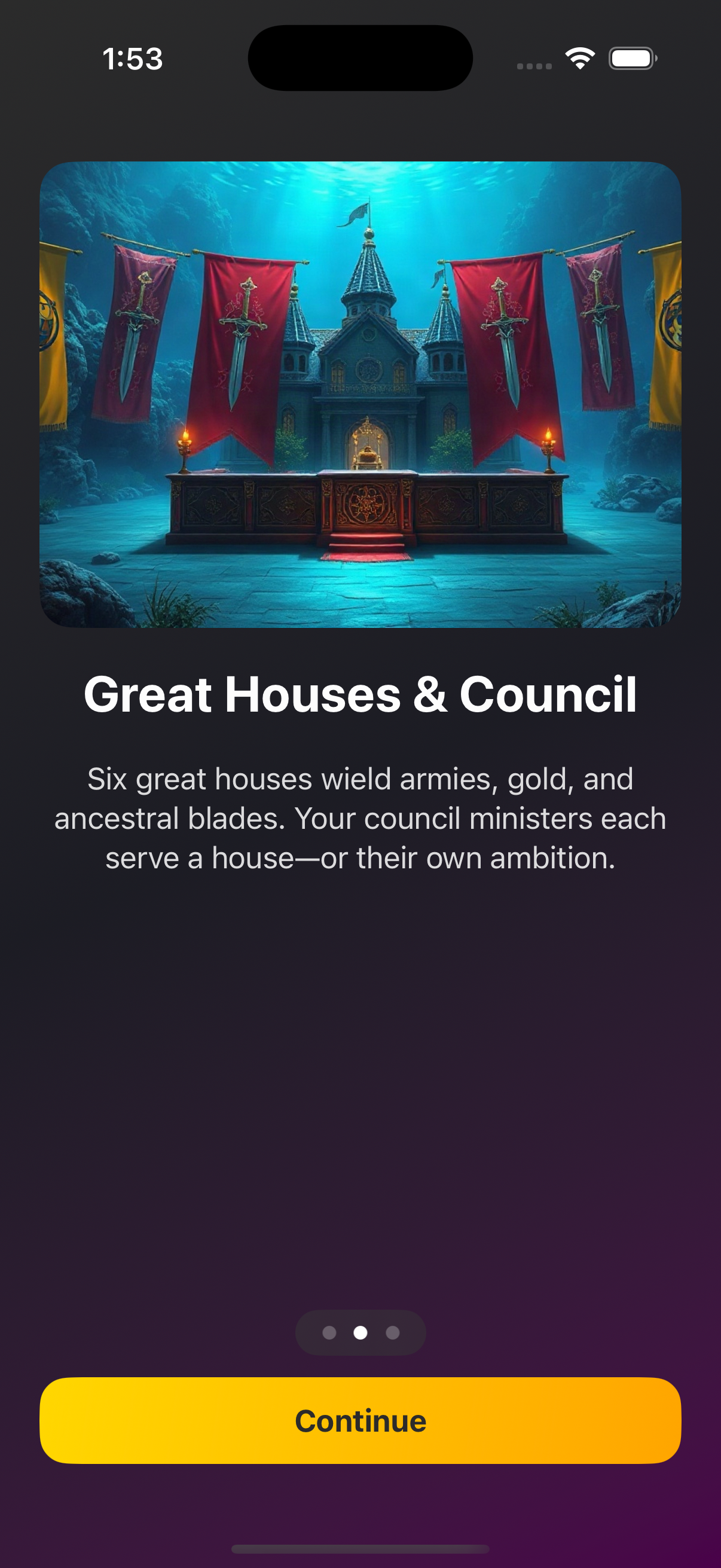 Blade Kingdom onboarding — great houses and council