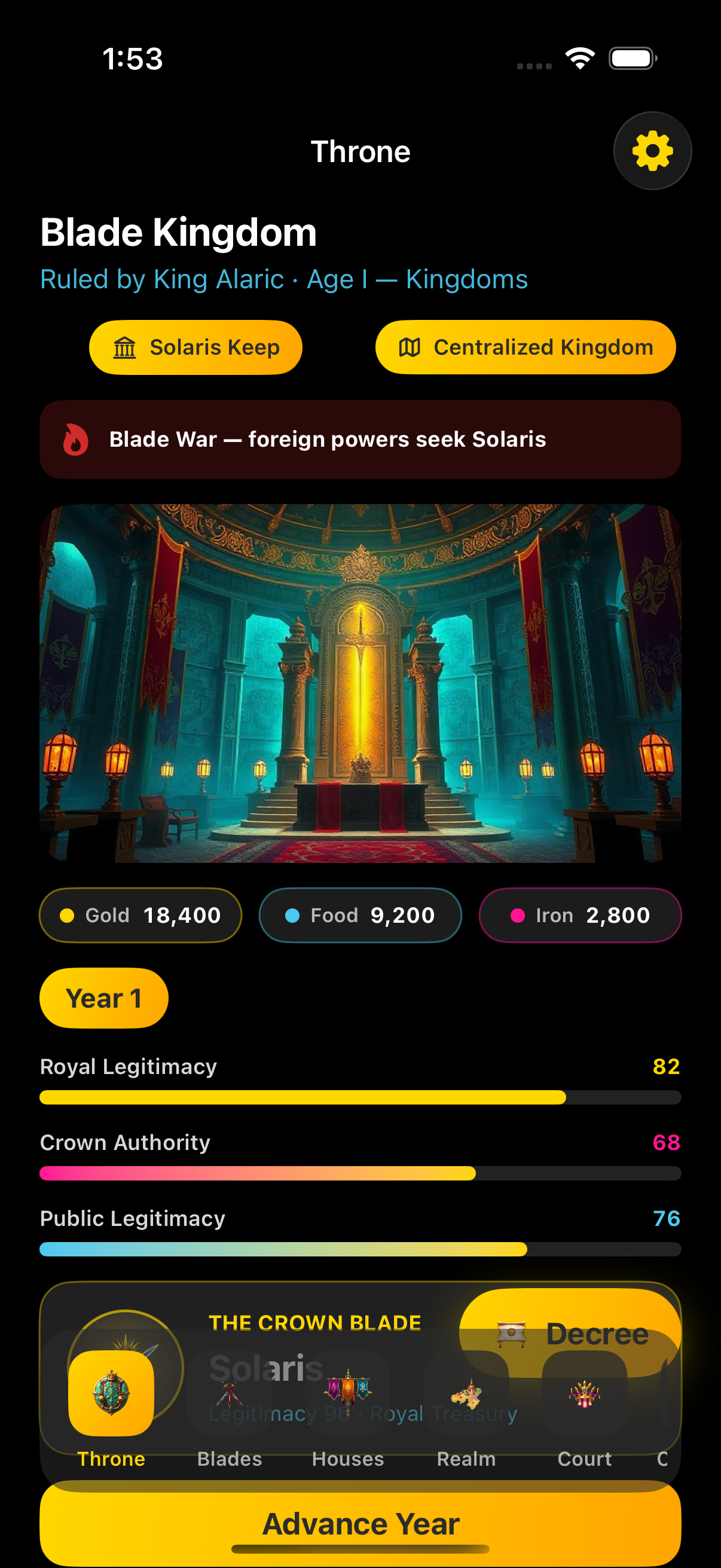 Blade Kingdom throne hub