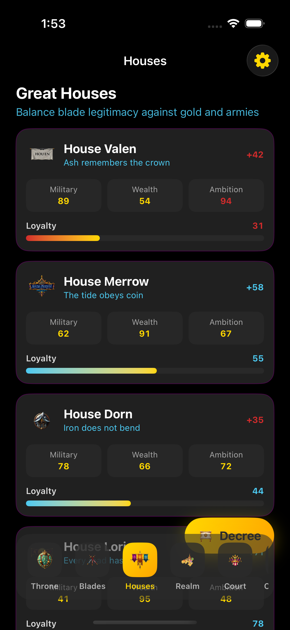 Blade Kingdom houses and court